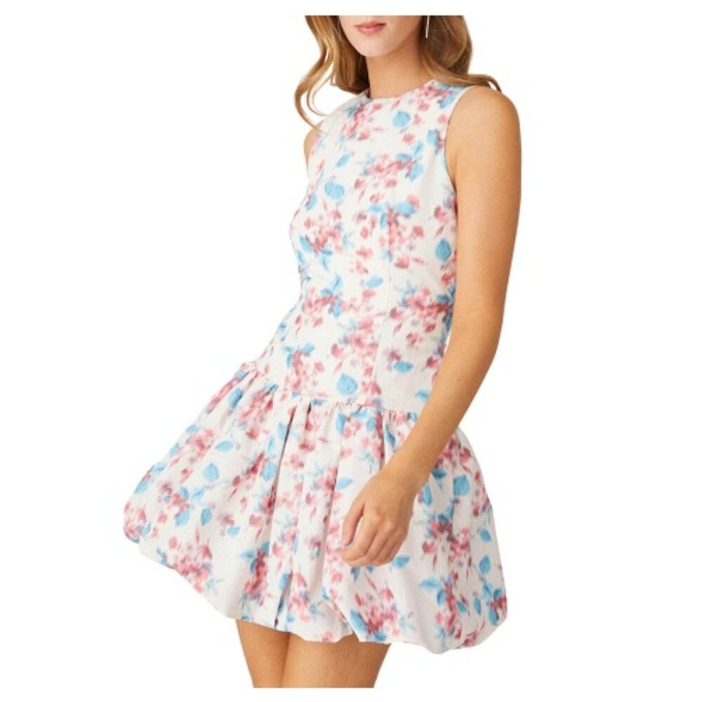 Shoshanna $550 Sleeveless Floral-Print Taffeta Bubble Mini Dress NWOT, Size 10